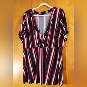 Torrid pink, black, and white striped top, size 3